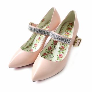 グッチ(Gucci)の未使用品★GUCCI グッチ 493936 アンクルビジューストラップ付き ポインテッドトゥ レザー パンプス PERFECT PINK 36 1/2 伊製 箱付き(ハイヒール/パンプス)