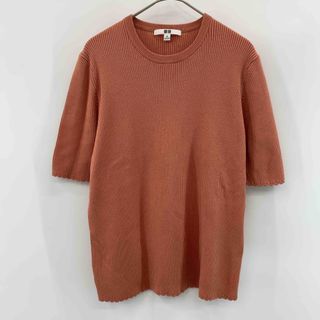 ユニクロ(UNIQLO)のUNIQLO ユニクロ レディース リブニット　セーター　半袖　サーモンピンク(ニット/セーター)