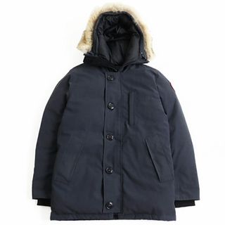 カナダグース(CANADA GOOSE)の良品●カナダグース JASPER/ジャスパー 3438JM コヨーテファー ロゴワッペン付 フーデッド ダウンジャケット ネイビー S カナダ製 正規品(ダウンジャケット)