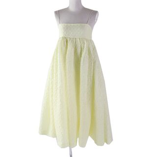 極美品 CECILIE BAHNSEN セシリー バンセン BETH DRESS リネン キャミソール ワンピース ドレス 裏地シルク イエロー M レディース 定価242,000円(ひざ丈ワンピース)