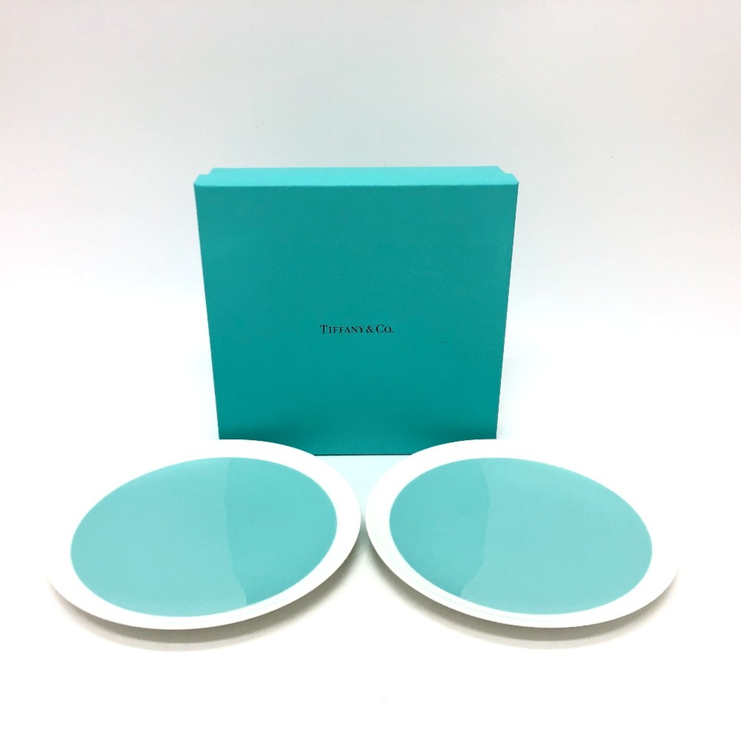 Tiffany & Co.(ティファニー)のティファニー TIFFANY&Co. ボーンチャイナ プレート 2枚セット 食器 お皿 陶器 ティファニーブルー 未使用 インテリア/住まい/日用品のキッチン/食器(食器)の商品写真