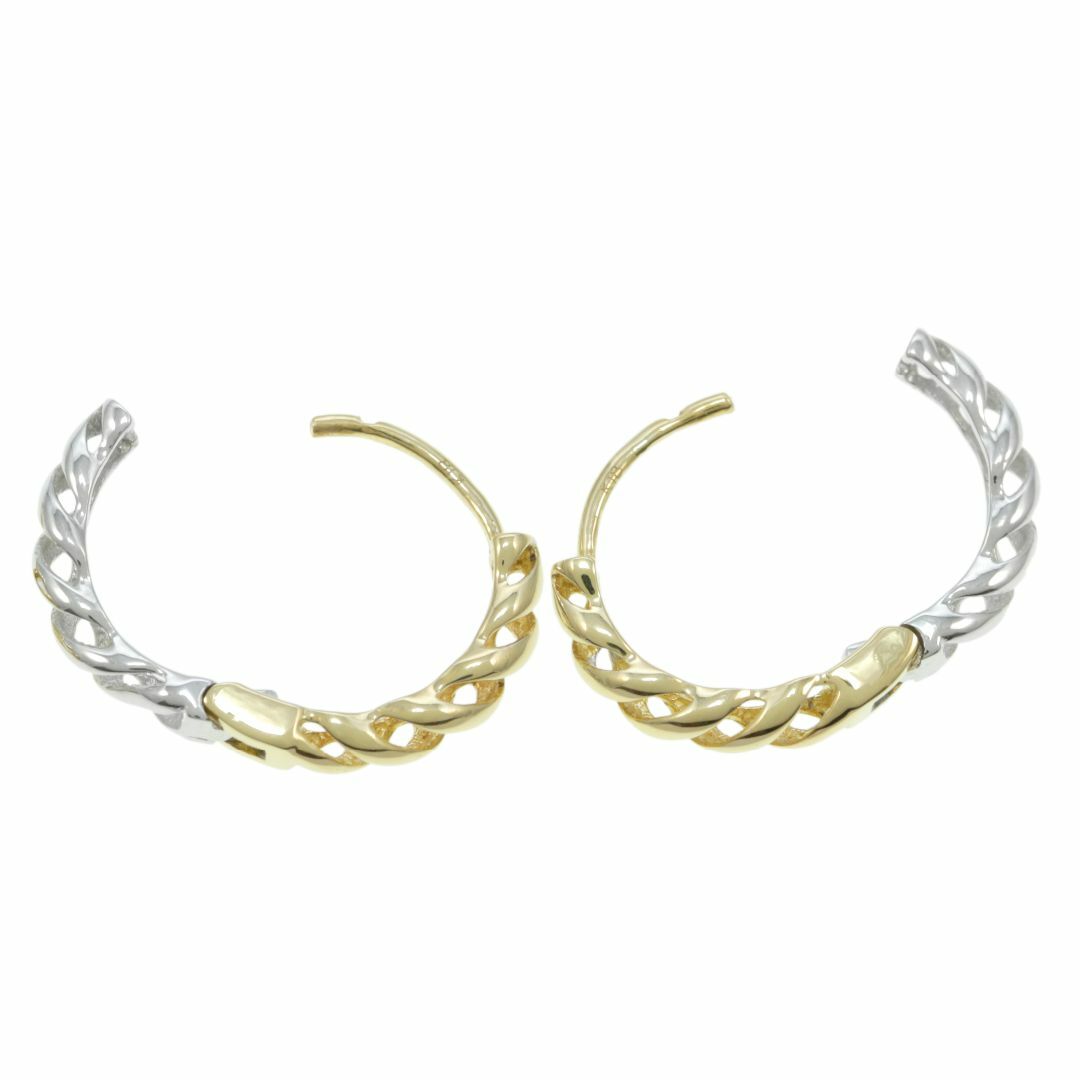 中折れピアス すかしデザインがおしゃれなフープピアス K18コンビ 中折れピアス すかしデザインがおしゃれなフープピアス K18コンビ