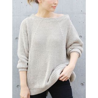 ドゥーズィエムクラス(DEUXIEME CLASSE)のドゥーズィエムクラス　Lily Linen アゼプルオーバー　サマーニット　美品(ニット/セーター)