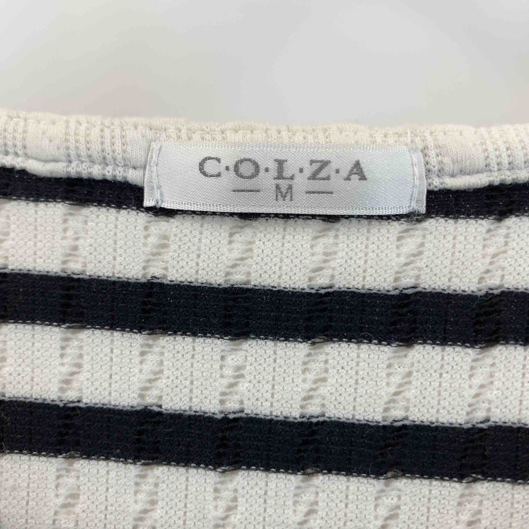 COLZA(コルザ)のCOLZA　コルザ　白×黒　ボーダー　ビジュー付き　  レディース Tシャツ　カットソー（長袖） レディースのトップス(カットソー(長袖/七分))の商品写真
