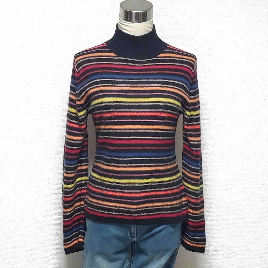 SONIA RYKIEL(ソニアリキエル)のSONIA RYKIEL ソニアリキエル　ブラック系　ボーダー　ハイネックニット レディースのトップス(ニット/セーター)の商品写真