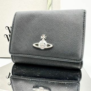 ヴィヴィアンウエストウッド(Vivienne Westwood)の【鑑定済】ヴィヴィアンウエストウッド 三つ折り財布 ブラック オーブ がま口(財布)