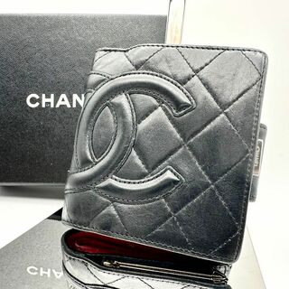 シャネル(CHANEL)の【鑑定済】シャネル 二つ折り財布 ブラック ピンク バイカラー カンボンライン(財布)