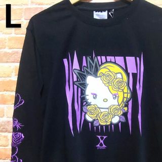 【新品】ハローキティ ヨシキティ ロンT L XJAPAN パープル ブラック(Tシャツ/カットソー(七分/長袖))