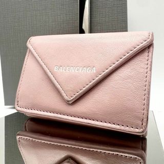 バレンシアガ(Balenciaga)の【鑑定済】バレンシアガ 三つ折り財布 ピンク ペーパーウォレット レディース(財布)