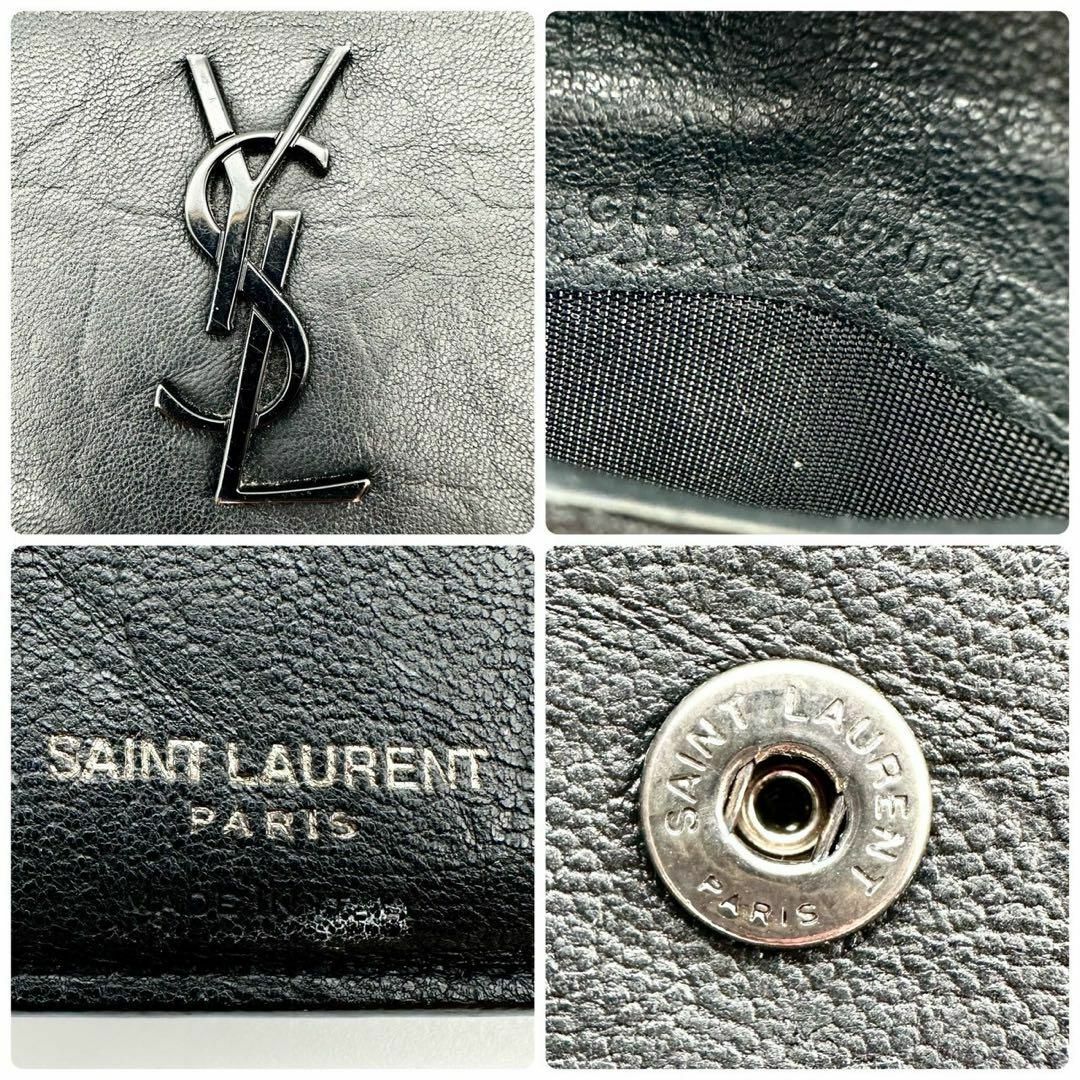 Saint Laurent(サンローラン)の【鑑定済】サンローラン 二つ折り財布 ブラック YSL ユニセックス レディースのファッション小物(財布)の商品写真