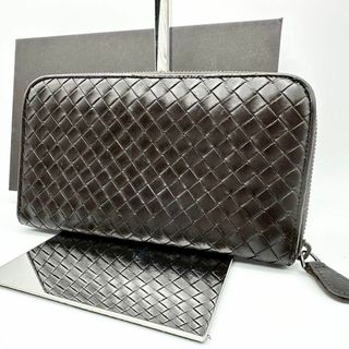 ボッテガヴェネタ(Bottega Veneta)の【鑑定済】ボッテガヴェネタ 長財布 ラウンドファスナー ダークブラウン メンズ(長財布)