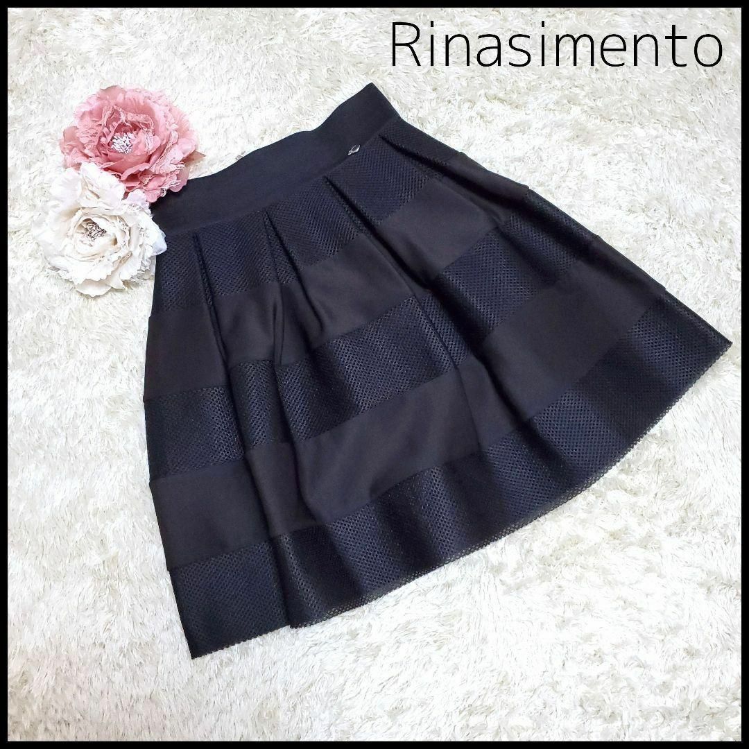 RINASCIMENTO(リナシメント)の【美品】RINASCIMENTO ボンディング 異素材ミックス スカート 人気 レディースのスカート(ひざ丈スカート)の商品写真
