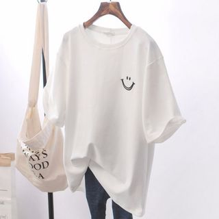 tシャツ レディース 半袖 トップス 韓国 人気 ワイドTシャツ 白 XL新品(Tシャツ(半袖/袖なし))