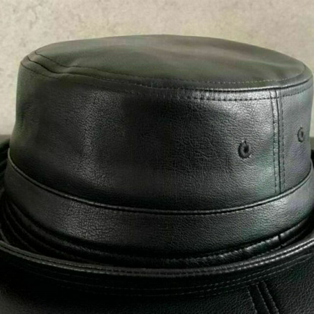 Ruben(ルーベン)の送料込新品 帽子 ルーベン レザー ポークパイ ハット エコレザー 男女兼用 黒 メンズの帽子(ハット)の商品写真