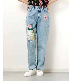 Desigual　パッチワークデザイン　ウォッシュド　デニムパンツ　40