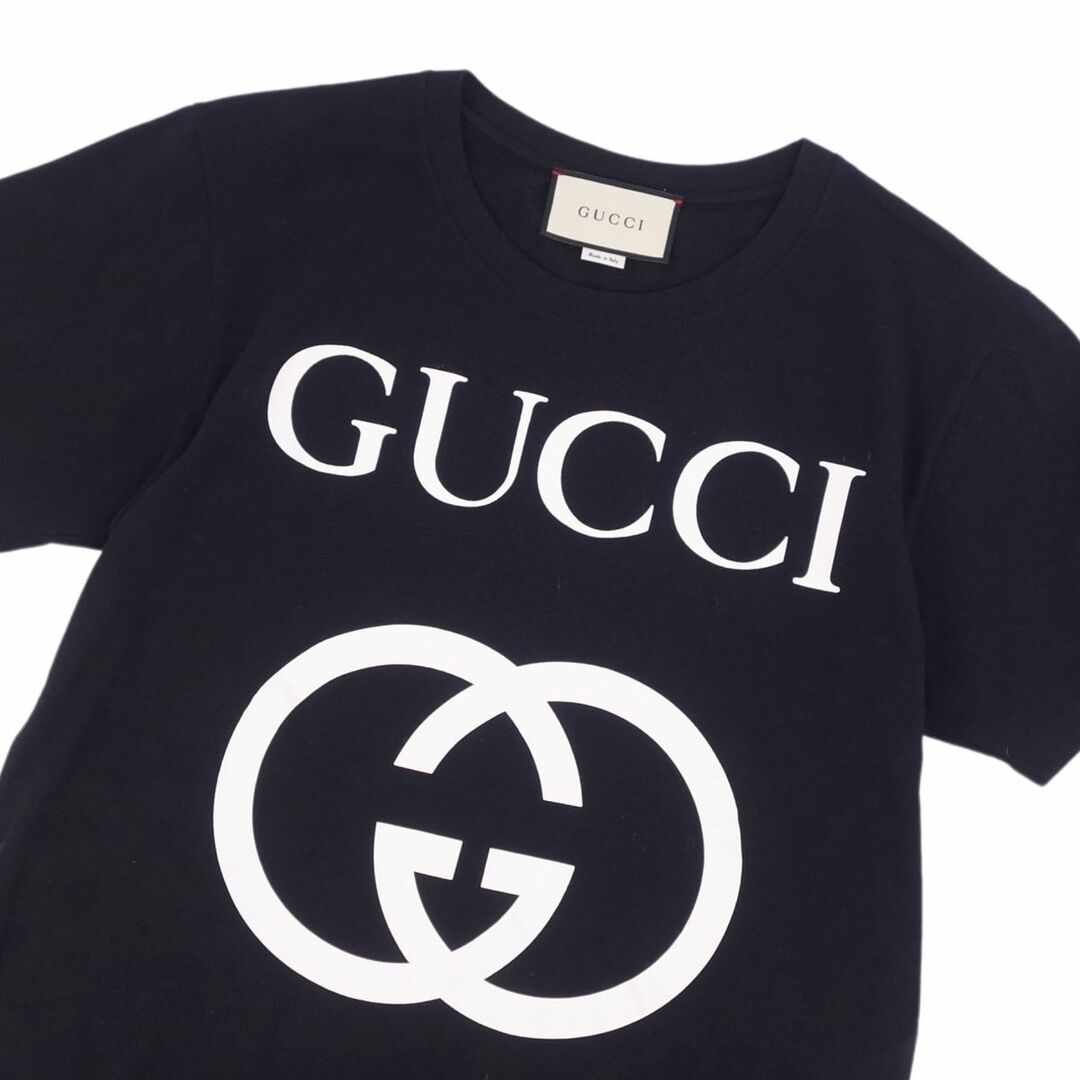 Gucci(グッチ)の美品 グッチ GUCCI Tシャツ カットソー 半袖 ショートスリーブ ロゴ インターロッキング GG トップス メンズ XS ブラック メンズのトップス(Tシャツ/カットソー(半袖/袖なし))の商品写真
