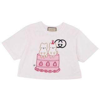 グッチ(Gucci)の美品 グッチ GUCCI Pikarar Tシャツ カットソー 半袖 ショートスリーブ クロップド インターロッキング GG トップス レディース XXS ホワイト(Tシャツ(半袖/袖なし))