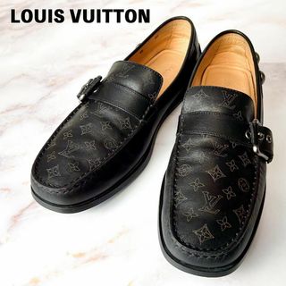 ルイヴィトン(LOUIS VUITTON)の【良品】ルイ ヴィトン モノグラム ドライビングシューズ ローファー ブラック(ドレス/ビジネス)