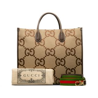 グッチ(Gucci)のグッチ ジャンボGG シェリーライン ショルダーバッグ トートバッグ 2WAY 678839 キャンバス レディース GUCCI 【228-42914】(ショルダーバッグ)