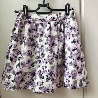 花柄 ショートパンツ スカショ ミニスカート キュロット ミニ丈 紫 白(キュロット)