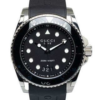 Gucci - グッチ DIVE ダイブ 腕時計 YA136204B クオーツ ブラック文字盤 ステンレススチール メンズ GUCCI 【214-43847】