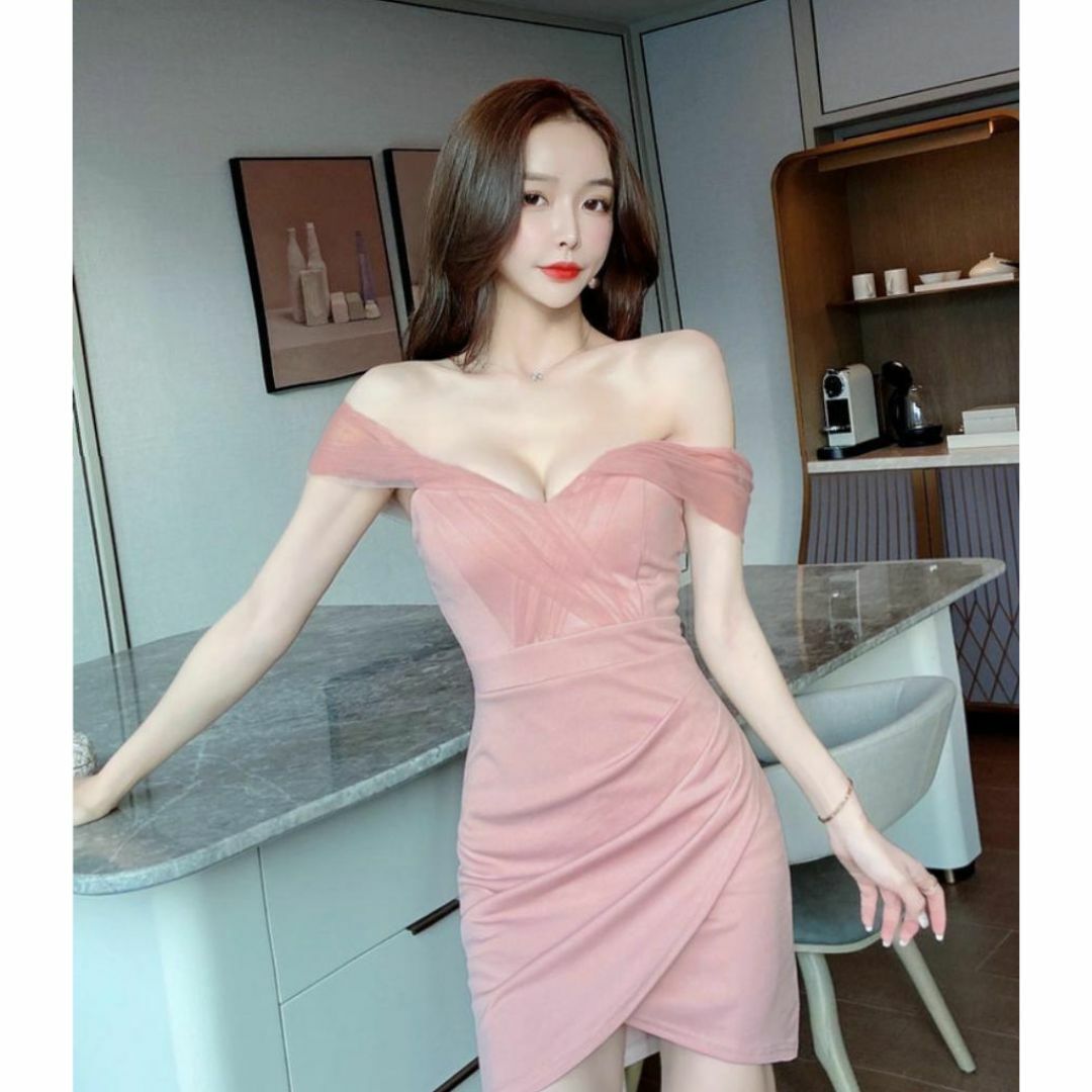 21　ワンピースキャバドレスパーティータイトスカート人気かわいいセクシーSピンク レディースのフォーマル/ドレス(その他ドレス)の商品写真