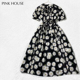 ピンクハウス(PINK HOUSE)のPINK HOUSE ピンタック リボン フレア ワンピース Aライン(ロングワンピース/マキシワンピース)