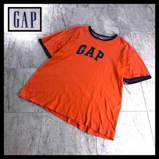 ギャップ(GAP)の古着 オールドギャップ リンガー Tシャツ L オレンジ ネイビー(Tシャツ/カットソー(半袖/袖なし))