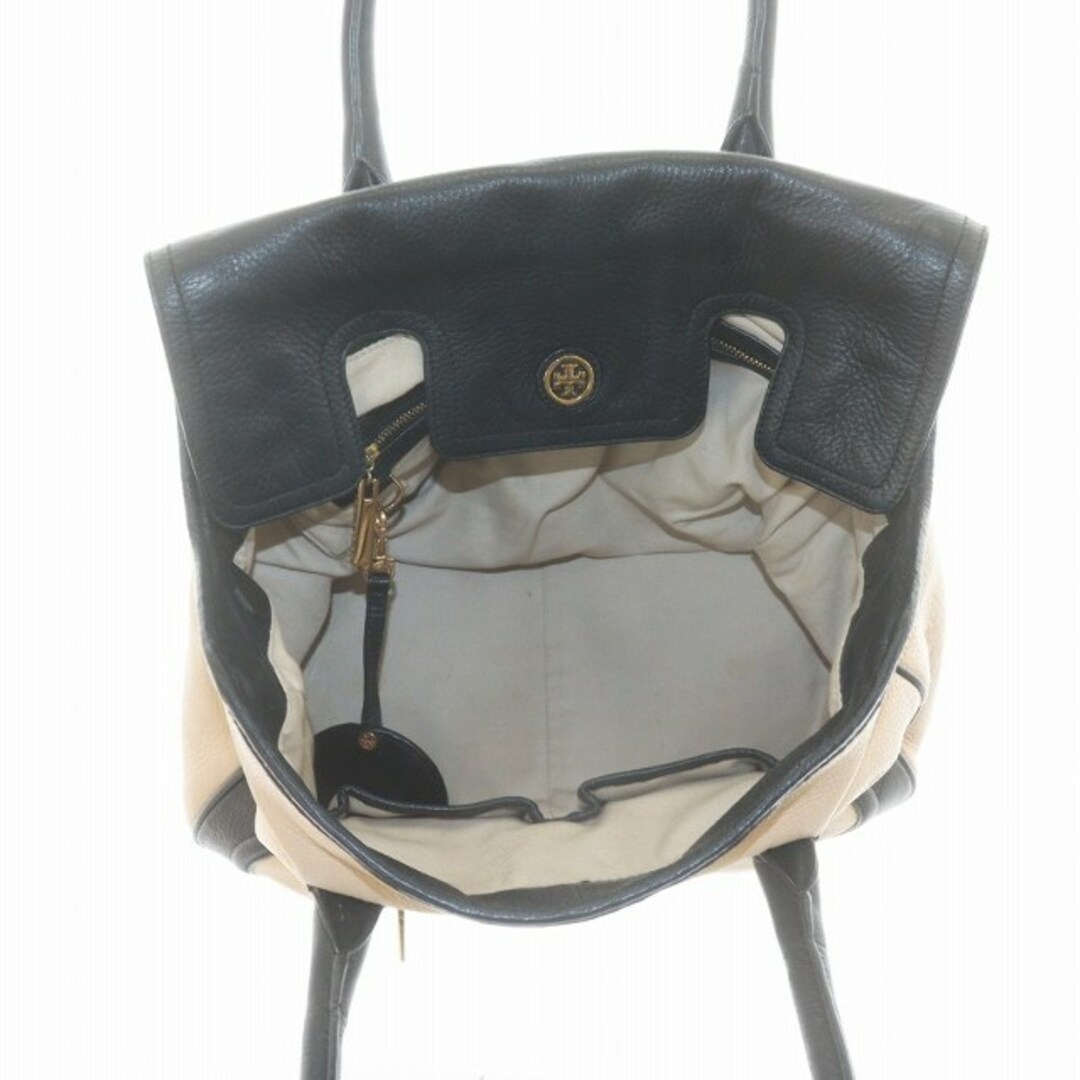 Tory Burch(トリーバーチ)のトリーバーチ トートバッグ ハンド レザー ロゴ バイカラー 黒 ベージュ レディースのバッグ(トートバッグ)の商品写真