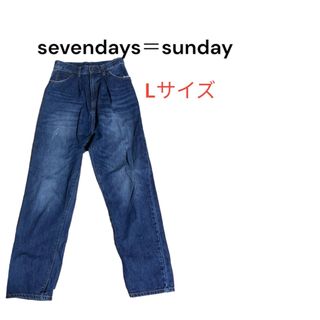 セブンデイズサンデイ(SEVENDAYS=SUNDAY)の【セブンデイズサンデー】ストレートデニム　ジーパン　ダメージ　インディゴブルーL(デニム/ジーンズ)