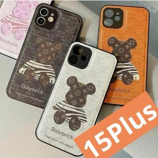 くま iPhone15Plus ケース PUレザー 韓国 可愛い ［ブラウン(iPhoneケース)