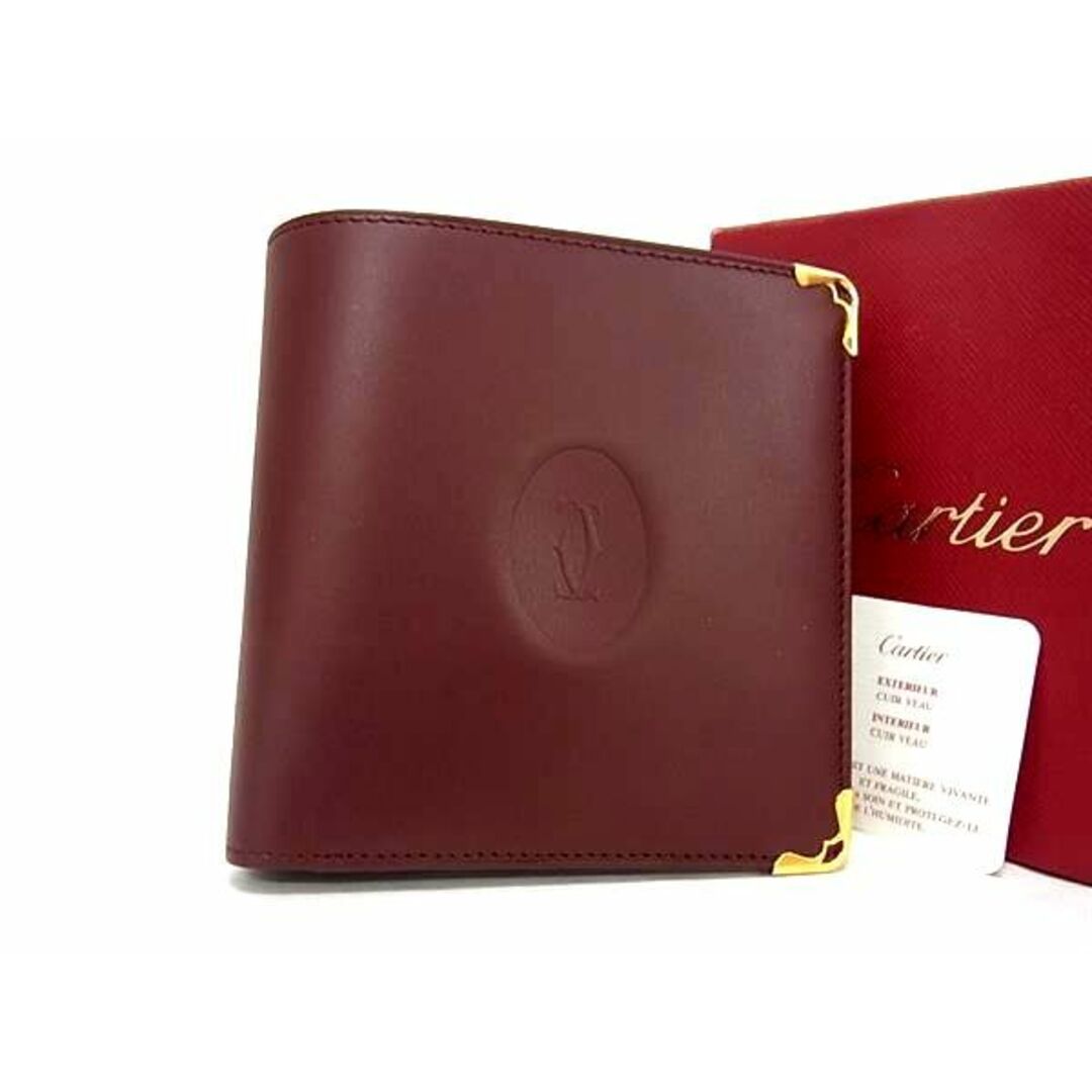 Cartier(カルティエ)の■極美品■ Cartier カルティエ マストライン レザー 二つ折り 財布 ウォレット メンズ レディース ボルドー系 BJ1291 レディースのファッション小物(財布)の商品写真