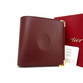 カルティエ(Cartier)の■極美品■ Cartier カルティエ マストライン レザー 二つ折り 財布 ウォレット メンズ レディース ボルドー系 BJ1291(財布)