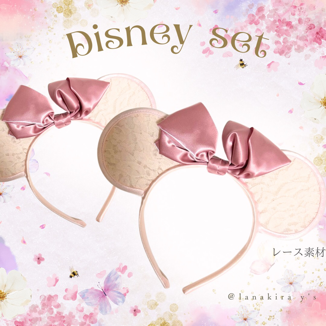 Disney(ディズニー)のDisney ミニーマウス　♡ レース　カチューシャ　ピンク　2点セット レディースのヘアアクセサリー(カチューシャ)の商品写真