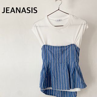 ジーナシス(JEANASIS)のジーナシス　トップス　カットソー　フレンチスリーブ　切り替え　フリーサイズ(カットソー(半袖/袖なし))