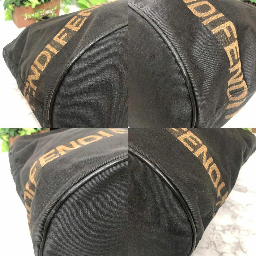 FENDI(フェンディ)の極美品✨フェンディ　ナイロンキャンバス　トートバッグ　手提げ　A4収納可　黒 レディースのバッグ(トートバッグ)の商品写真