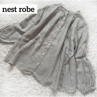 ネストローブ(nest Robe)のネストローブ シャツ 春服 ブラウス フリル 麻 長袖 ノーカラー(シャツ/ブラウス(長袖/七分))