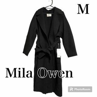 ミラオーウェン(Mila Owen)の[ミラオーウェン] ウールリバーローブコート レディース M 春 秋 冬 黒(トレンチコート)