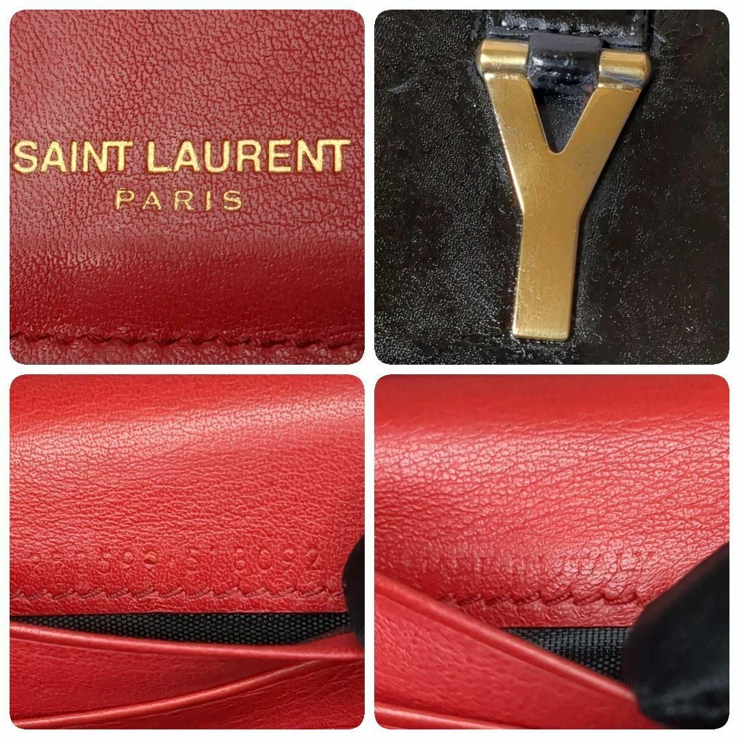 Saint Laurent(サンローラン)の【美品】サンローラン 三つ折り財布 レザー Yライン ゴールドロゴ ブラック レディースのファッション小物(財布)の商品写真