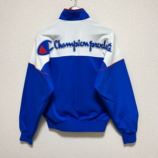 チャンピオン(Champion)の★champion チャンピオン トラックジャージ 背面でかロゴ 白×青 90s(ジャージ)