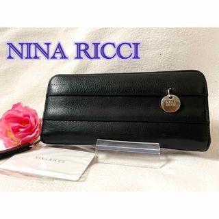 ニナリッチ(NINA RICCI)のNINA RICCI ニナリッチ　レザーラウンドジップ　長財布　ブラック/ピンク(財布)