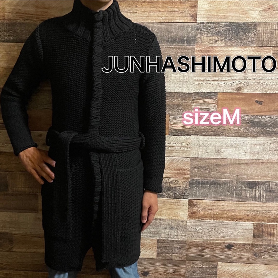 junhashimoto(ジュンハシモト)のジュンハシモト ロングニットコート　ウール100% メンズM レディースのジャケット/アウター(ロングコート)の商品写真