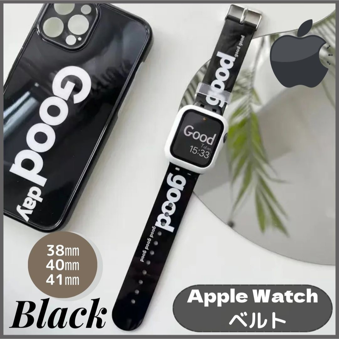Apple Watch  ラバー  バンド ベルト ブラック38.40.41mm メンズの時計(ラバーベルト)の商品写真