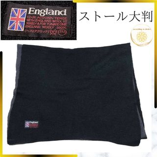 england メンズ ストール 大判 黒 グレー ロゴ刺繍 イングランド 春(ストール)