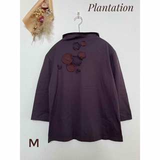 プランテーション(Plantation)のplantation コットンカットソー　ボトルネック  M ブラウン(Tシャツ/カットソー(七分/長袖))