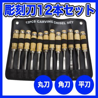 彫刻刀 12本セット　ノミ　工具　DIY　版画　丸刃　角刃　平刃　木彫り(彫刻/オブジェ)