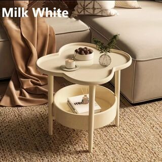 サイドテーブル 2段 シンプル モダン  インテリア 北欧 Milk White(コーヒーテーブル/サイドテーブル)