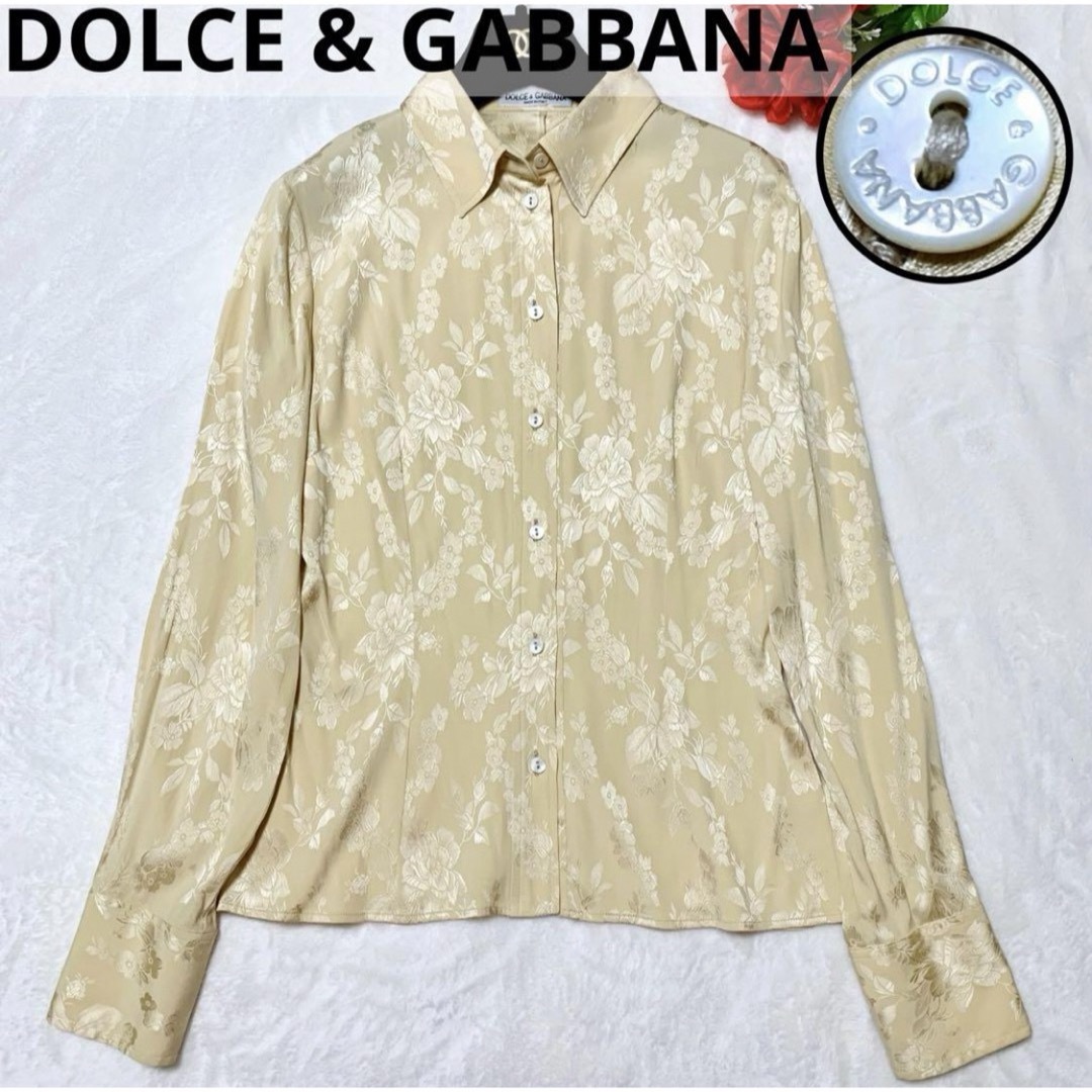 DOLCE&GABBANA(ドルチェアンドガッバーナ)の【極美品】DOLCE & GABBANA 希少 ボタニカル シルクブラウス 42 レディースのトップス(シャツ/ブラウス(長袖/七分))の商品写真