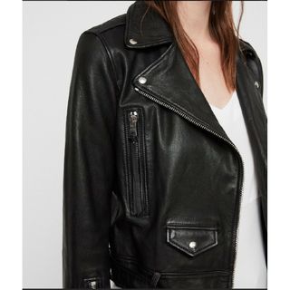 オールセインツ(All Saints)のUK4 美品 ALLSAINTS オールセインツ JUNO BIKER 黒(ライダースジャケット)