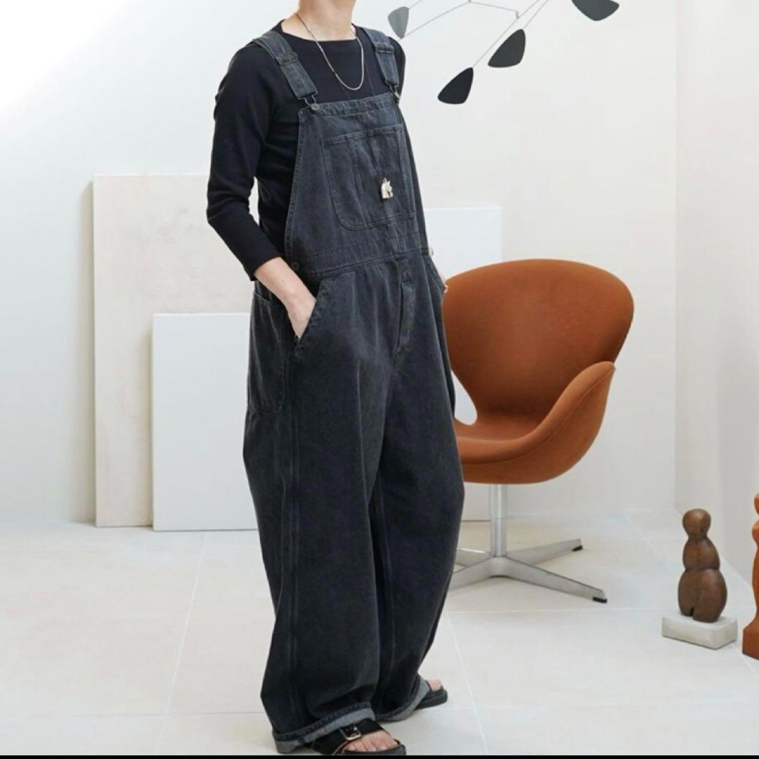 ARGUE(アギュー)のしゃんしゃん様専用ARGUE OVERALL DENIM BLACK レディースのパンツ(サロペット/オーバーオール)の商品写真